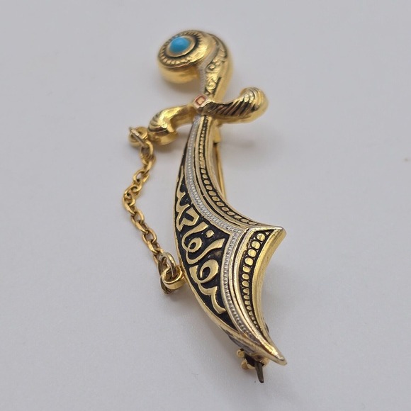 Sword Brooch Gold Tone Spain Jewelry - Picture 6 of 10